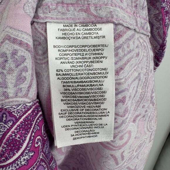 Lauren Ralph Lauren Black Label Sleep Shirt Gown, Sz Small, Paisley Button Down - Picture 9 of 9